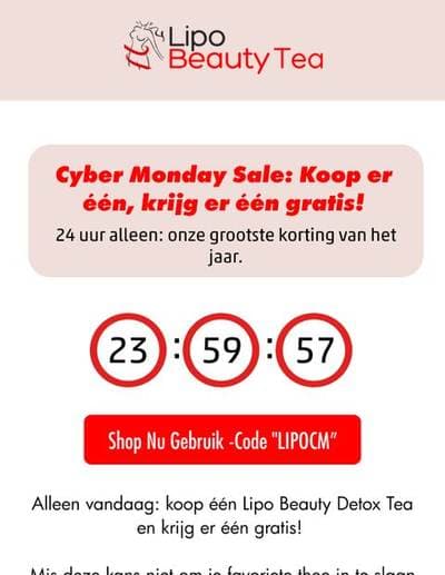 Lipo Beauty Tea Cyber Monday email